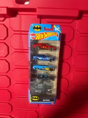 Hot Wheels Batman 5-Pack Kids Toy Car Set - Red & Blue